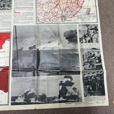 LOT 160B: WWII Era Newsmap Papers, 1943-1944, w/ State Quarters & More