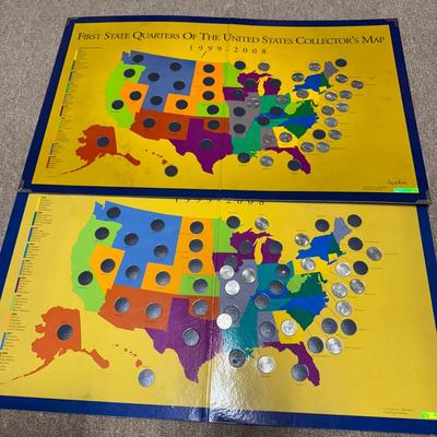 LOT 160B: WWII Era Newsmap Papers, 1943-1944, w/ State Quarters & More