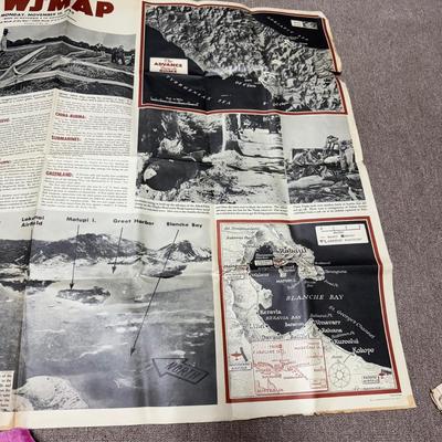 LOT 160B: WWII Era Newsmap Papers, 1943-1944, w/ State Quarters & More
