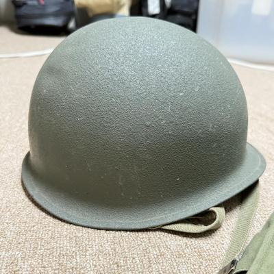 LOT 164B: Military Jacket, WWII Helmet & Gas Mask