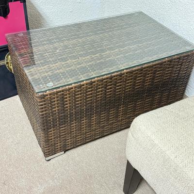 LOT 166B: Rattan Glass Top Table & Chair