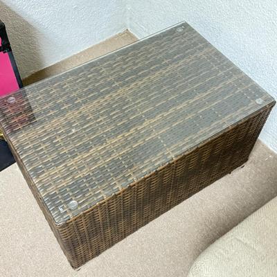 LOT 166B: Rattan Glass Top Table & Chair