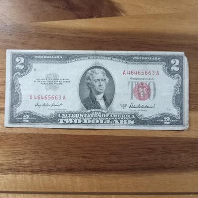 1953 A red seal 2.00 bill