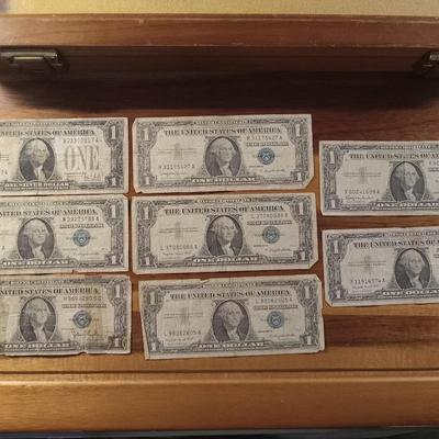 8 blue seal 1.00 bills