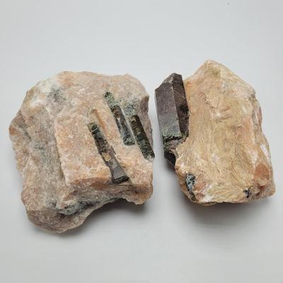 Two Rose Quartz with Tourmaline (D-EL)