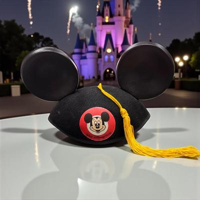 Sale Photo Thumbnail #24: Walt Disney World Mickey Mouse Ears Black Hat with Gold Tassel.   Made in the USA.