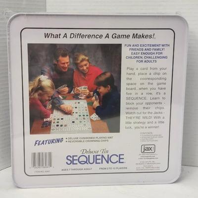 1995 Sequence Deluxe Tin Board Game Sealed Edition With Cushioned Playing Mat