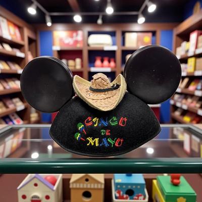 Sale Photo Thumbnail #28: Walt Disney Cinco De Mayo  Mickey Mouse Ears Hat with Straw Hat on Top   Made in the USA.