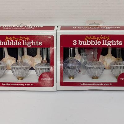 Set Of 2 Holiday Living Crystal Clear Bubble Lights Boxes 6 Total