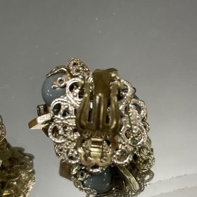 Kramer bead rhinestone clip ons and Japan clip on earrings