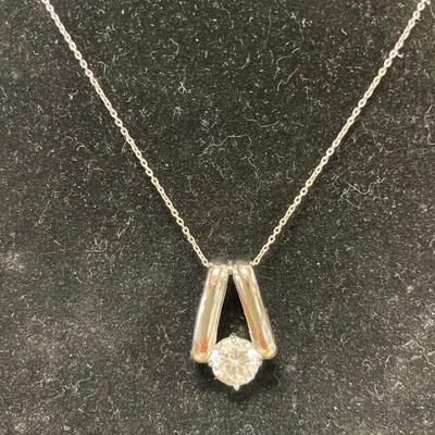 Sterling and large cubic zirconia pendant