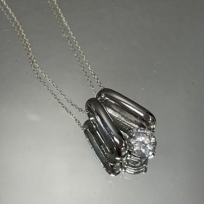 Sterling and large cubic zirconia pendant