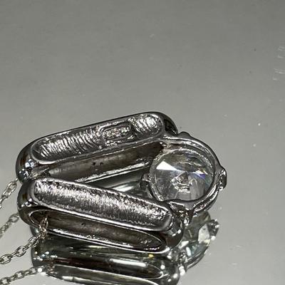 Sterling and large cubic zirconia pendant