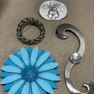 Large blue enamel 3” brooch and more