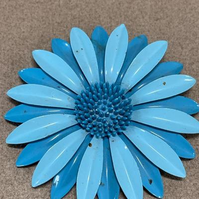 Large blue enamel 3” brooch and more