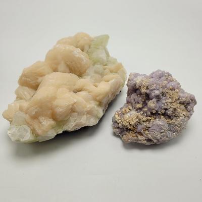 Stilbite and Fluorecent Calcite Cluster (B1-EL)