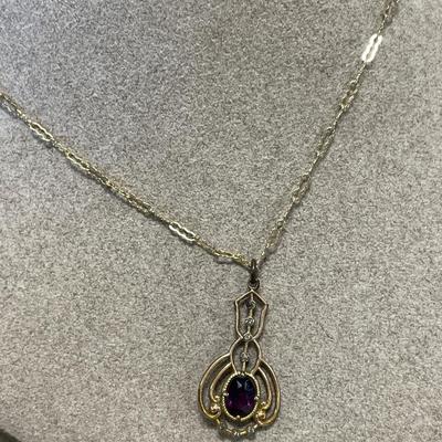 925 vermeil Ross Simons heart and vintage amethyst necklace
