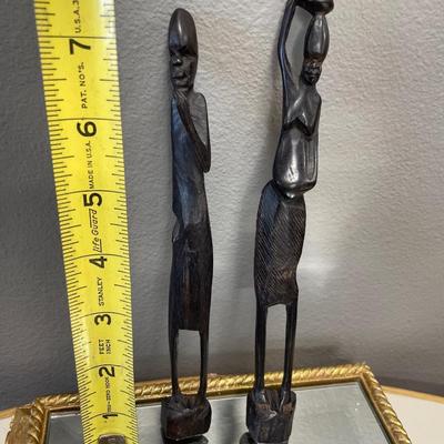 Hand carved African couple with interesting stone necklace