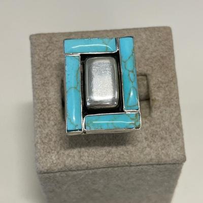 Southwestern Sterling and turquoise ring