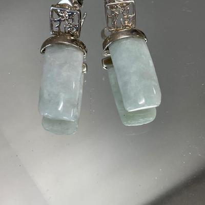 Chinese sterling and colorful jade set