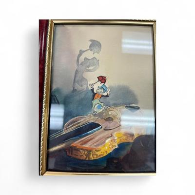 Sale Photo Thumbnail #131: Original Hand Drawn Watercolor Picture of Jiminy Cricket Christmas Card Signed by the Artist