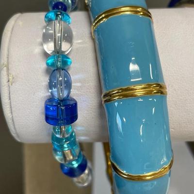 Bold in blue bracelets