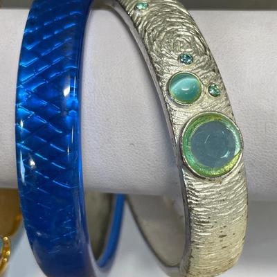 Bold in blue bracelets