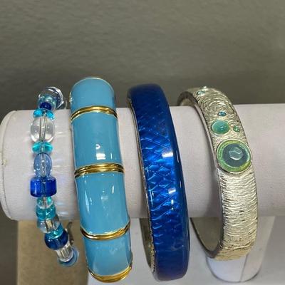 Bold in blue bracelets