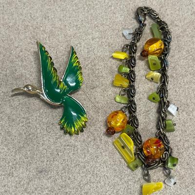 Vintage Gerry’s enamel brooch and fun bracelet