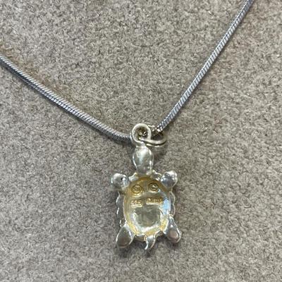 Sterling earrings and turtle pendant necklace