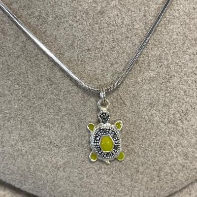 Sterling earrings and turtle pendant necklace
