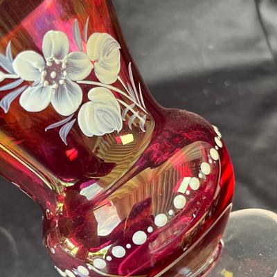 Lot 146 Cranberry Mary Gregory Vases