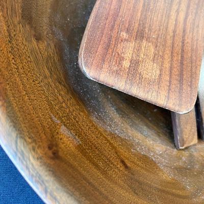 Lot 148 Wood Salad set w/ Mushroom Motif