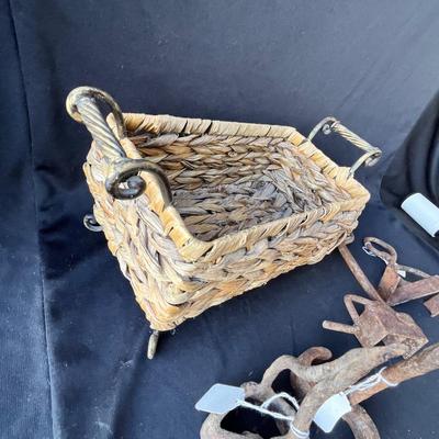 Lot 153 Rustic basket with Brands
