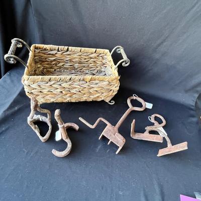 Lot 153 Rustic basket with Brands
