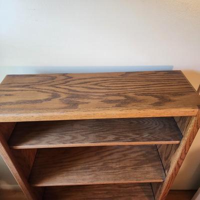 Solid Oak Wood Bookcase w Adjustable Shelves 30x10x48