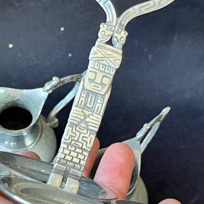 Lot 168 Peruvian Tribal Pewter Condiment set