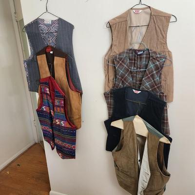 Vintage Mens Vests several Levis Levi's Levi's Fresh Produce, Corduroy, Southwest , Leather
