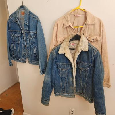 3 Vintage Levi's Jackets Demin, Corduroy , Sherpa Lined Jean Demin Trucker Jacket