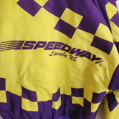 Vintage Speedway Motors Lincoln NE Purple Yellow Flag & JR Motorsports Jackets