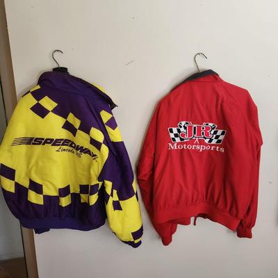 Vintage Speedway Motors Lincoln NE Purple Yellow Flag & JR Motorsports Jackets
