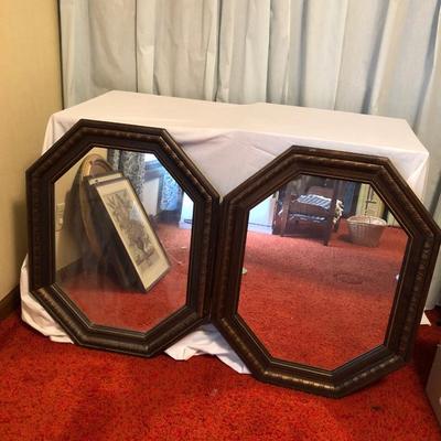 Sale Photo Thumbnail #37: Pair of wooden wall-mounted mirrors