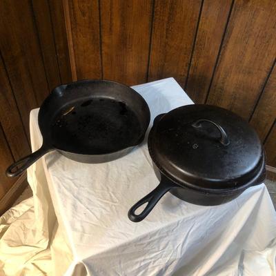 Sale Photo Thumbnail #79: Cast-Iron pans made in Erie, PA one with lid