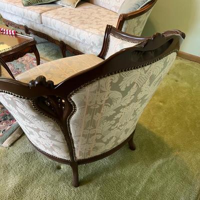 Side Chair Carved Wood Trim , Upholstered -  (Matching to the Sofa)