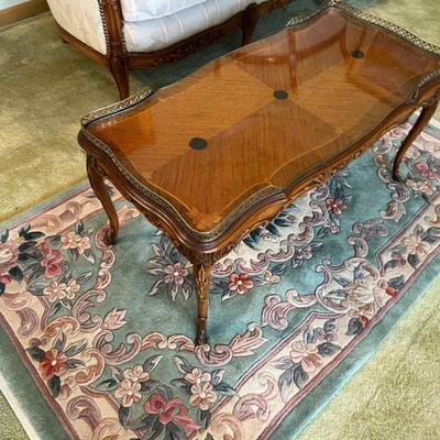 Lovely Little Walnut Coffee Table with a little Inlay and Glass Top.