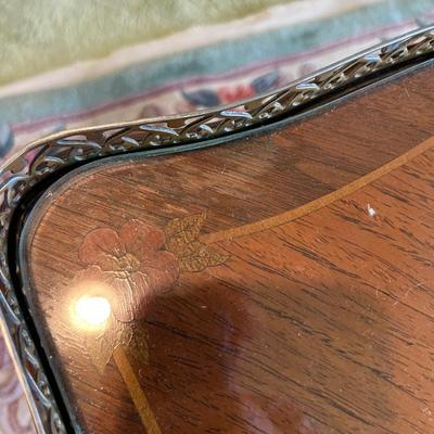 Lovely Little Walnut Coffee Table with a little Inlay and Glass Top.