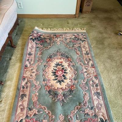 Sage Chinese Silk Rug Good Shape. 