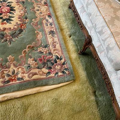 Sage Chinese Silk Rug Good Shape. 