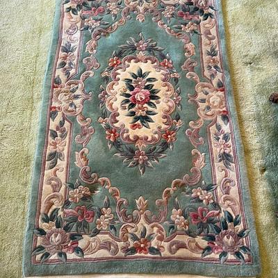 Sage Chinese Silk Rug Good Shape. 