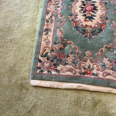 Sage Chinese Silk Rug Good Shape. 
